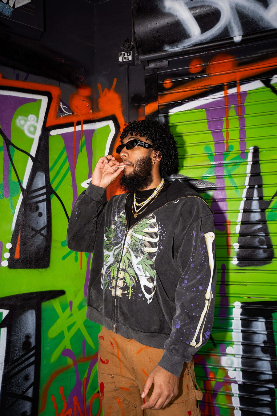 Healthy Lungz Full Zip Up Hoodie - Vintage Shadow Black