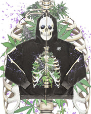 Healthy Lungz Full Zip Up Hoodie - Vintage Shadow Black