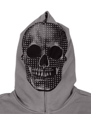 Skeleton Full Zip Up Hoodie - Smokey Rhinestone