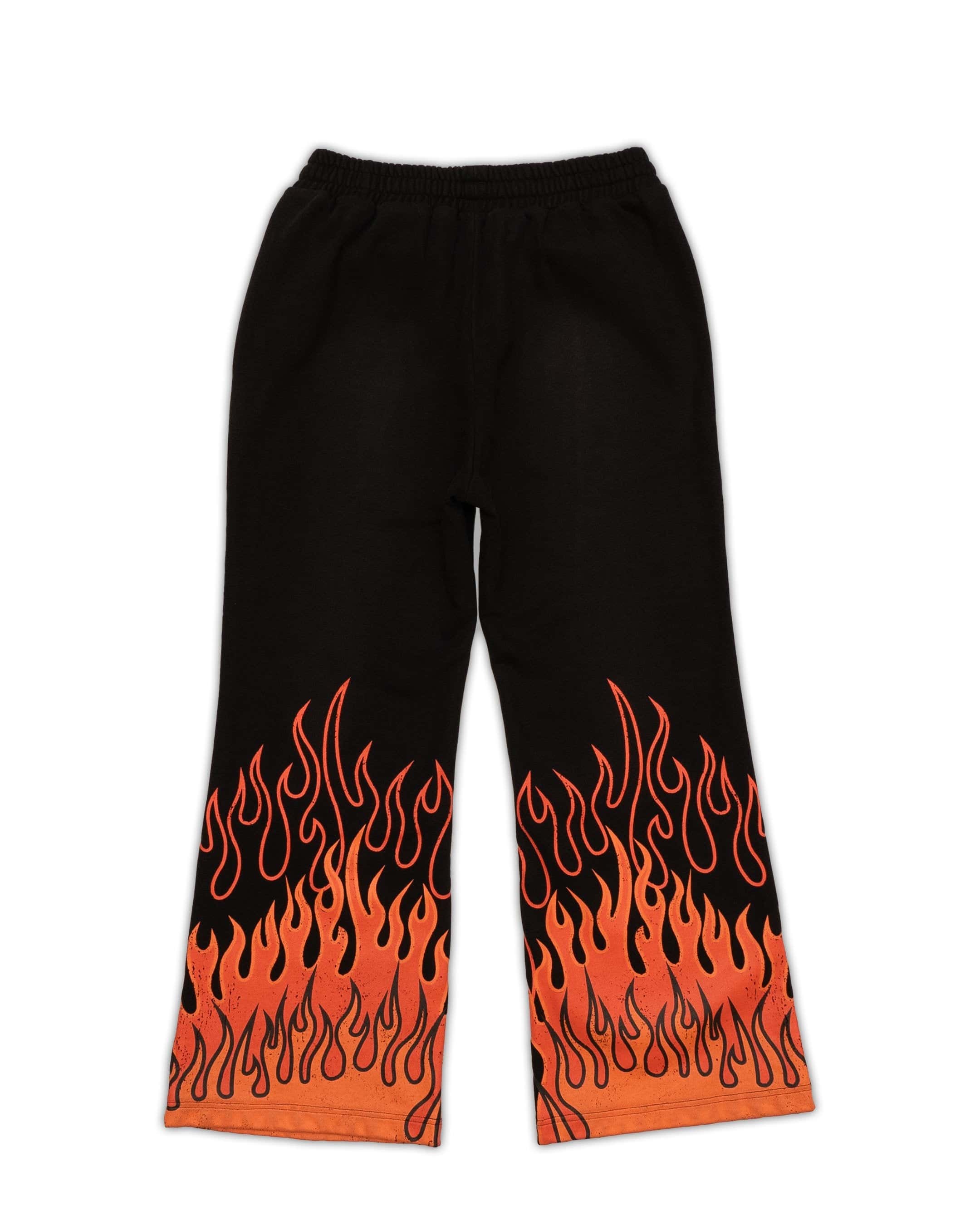 Sunset Orange Triple Flame Heavyweight Flared Sweatpants
