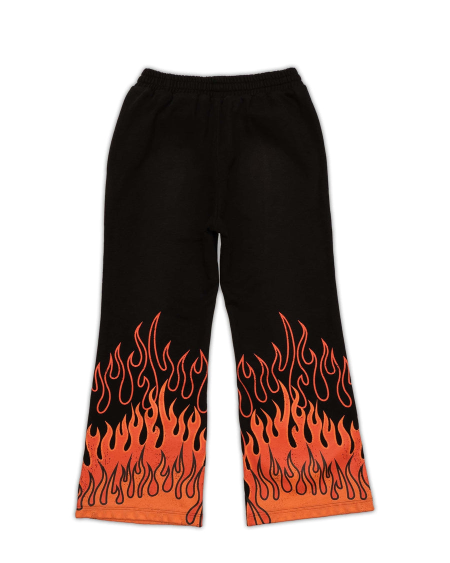 Sunset Orange Triple Flame Heavyweight Flared Sweatpants