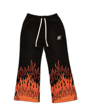 Sunset Orange Triple Flame Heavyweight Flared Sweatpants
