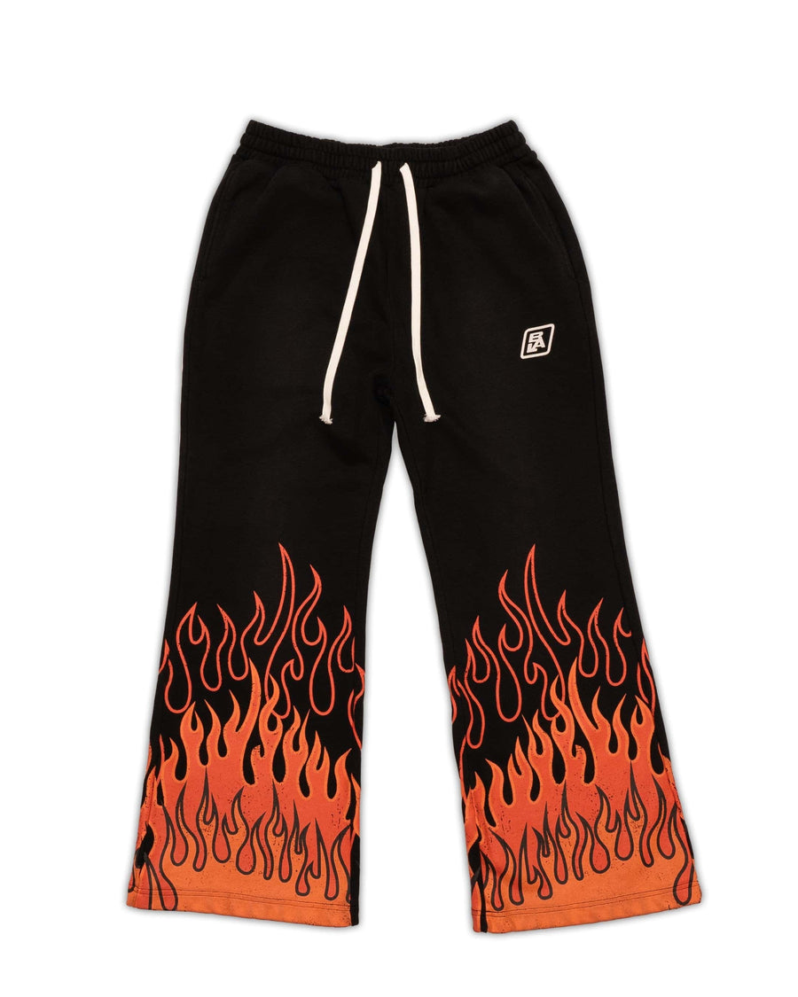 Sunset Orange Triple Flame Heavyweight Flared Sweatpants