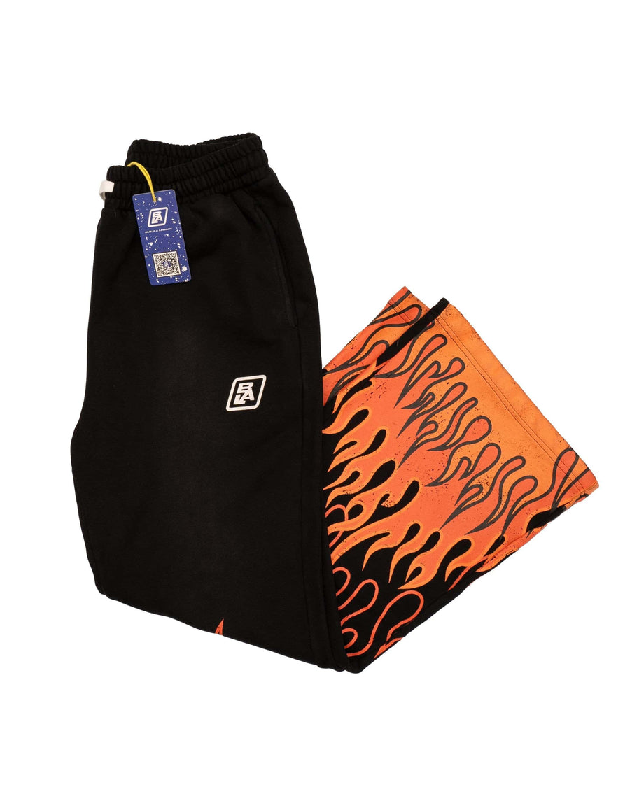 Sunset Orange Triple Flame Heavyweight Flared Sweatpants