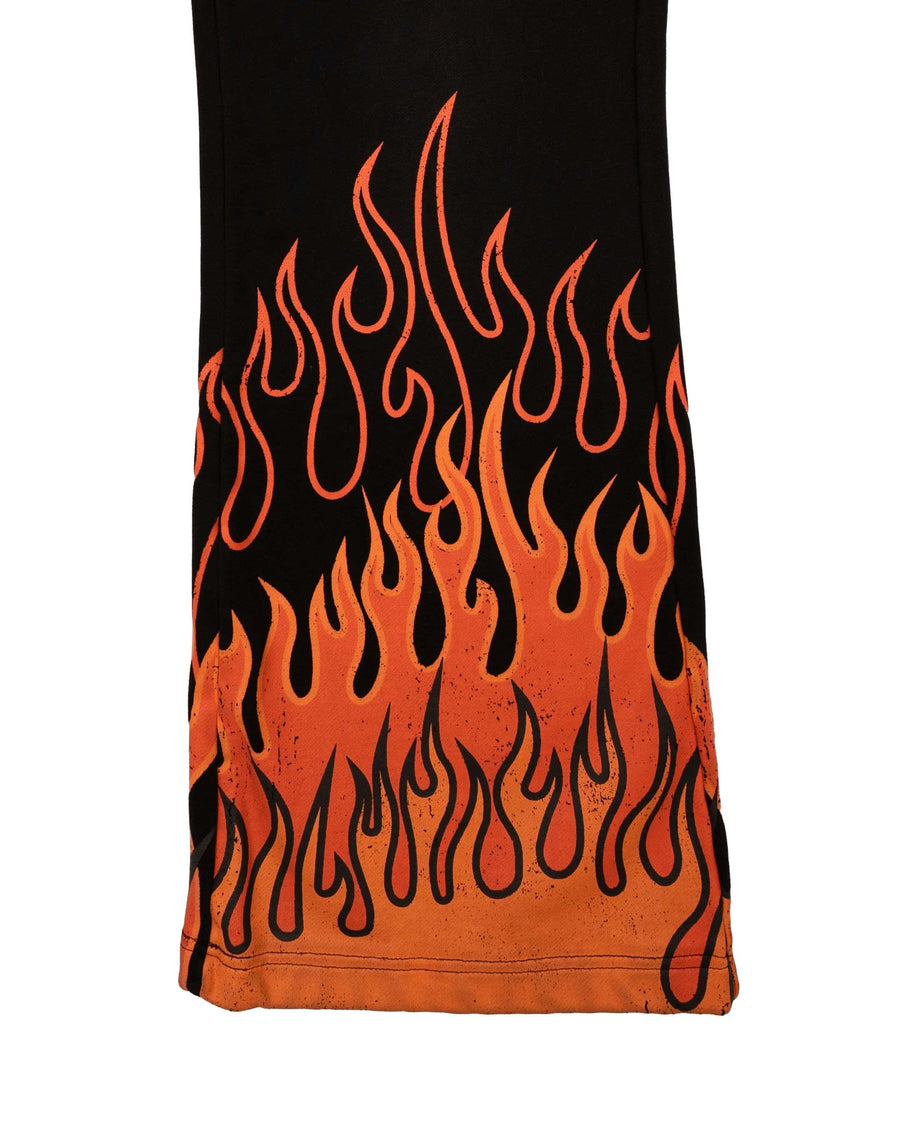 Sunset Orange Triple Flame Heavyweight Flared Sweatpants